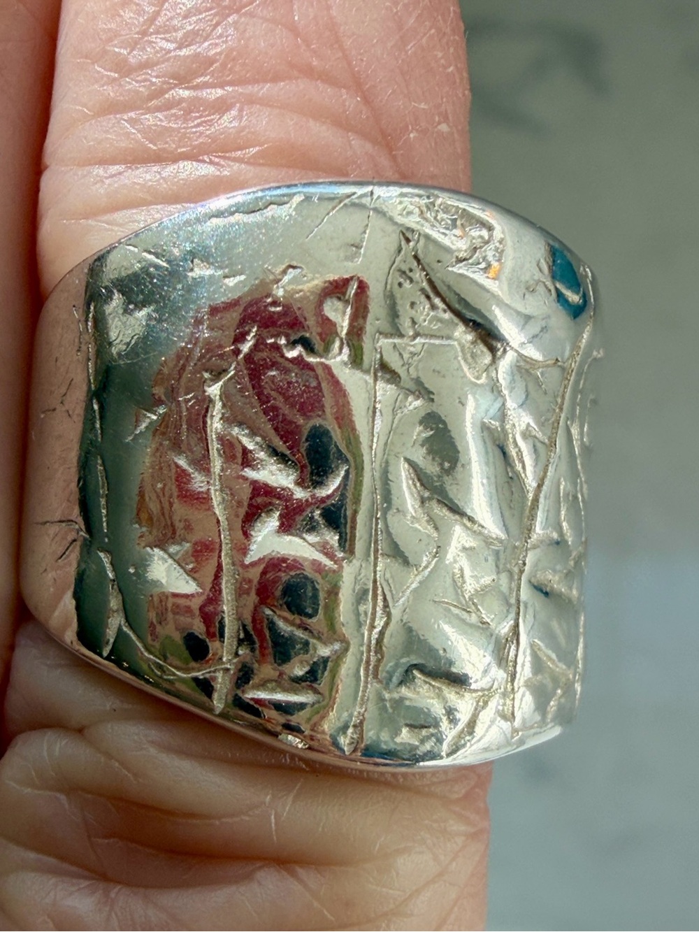 Textured Wide Sterling Silver Band Ring